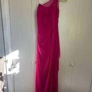 David's Bridal One Shoulder Pink Dress